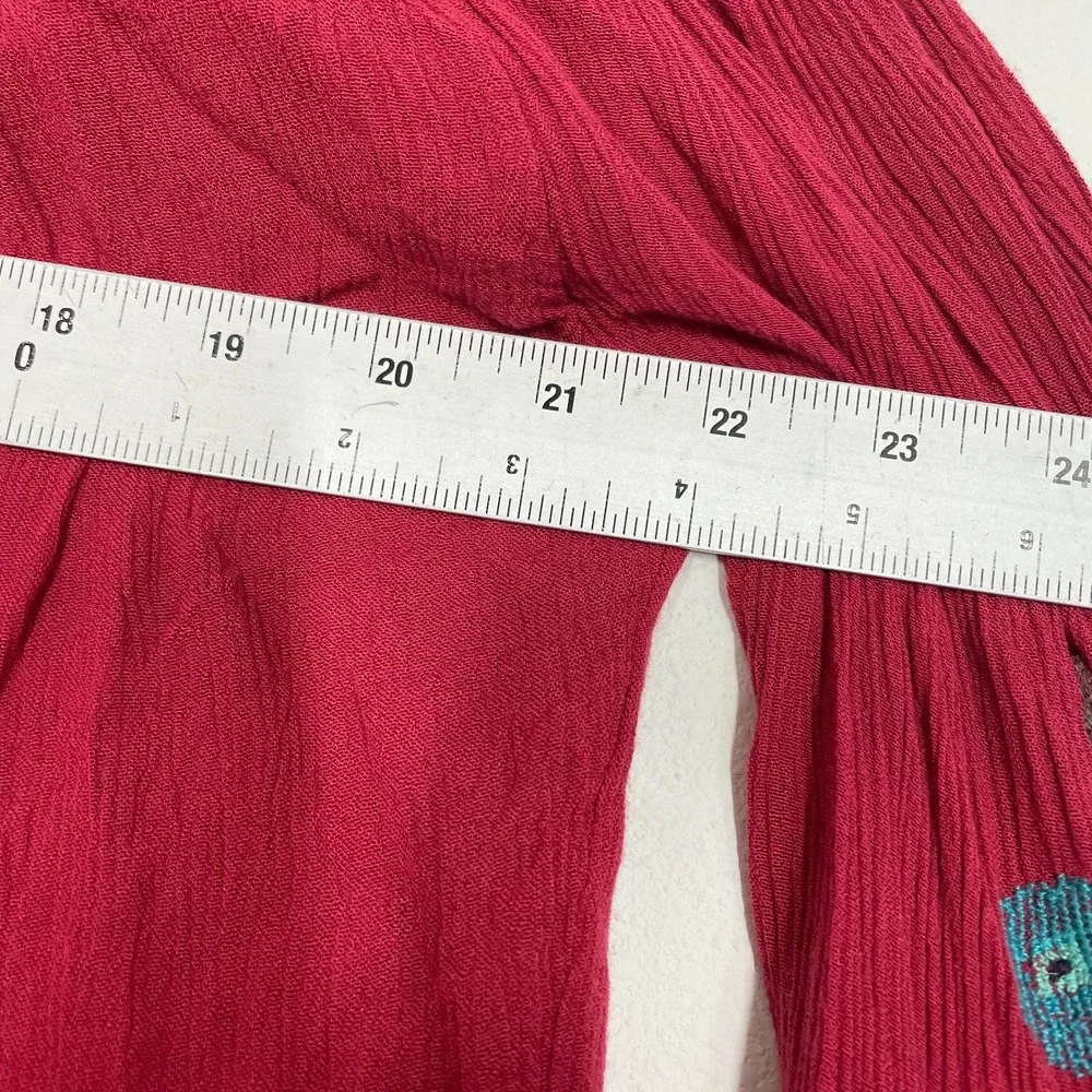 Free‎ People Dress Women S Red Embroidery Babydoll Long Sleeve Boho Western